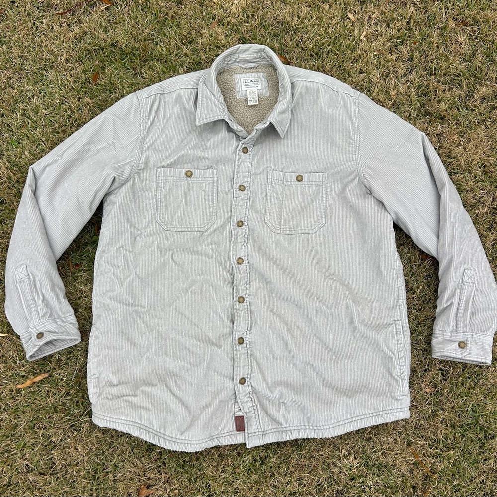 Llbean corduroy sherpa lined button down women’s shirt